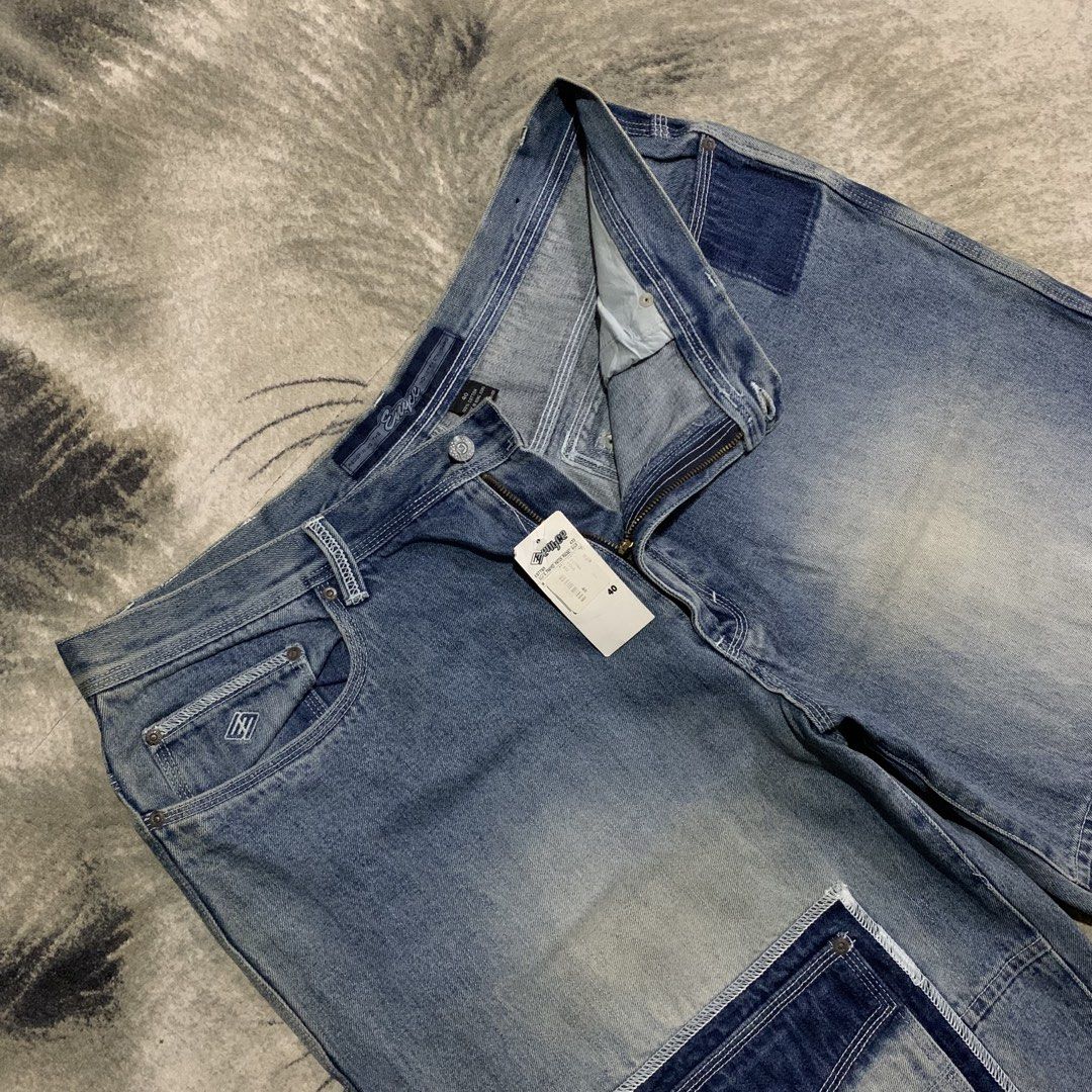 ENYCE INDUSTRY STANDARD Denim Shorts (Category: Shorts) located in Bulacan. Submitted by puronghustlin (Listing ID 1460098888, Image 3). Description: - ENYCE INDUSTRY STANDARD denim shorts - Classic blue wash with stylish patchwork details - Multiple pockets for convenient storage - Secure button and zip fly closure - Ideal for everyday casual wear - Size: 40x27.