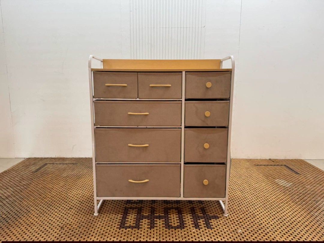 Fabric Storage (Category: Shelves, Cabinets & Racks) located in Meycauayan. Submitted by marygracecasimiro (Listing ID 1459907096, Image 1). Description: Wood-Top Multi-Drawer Fabric Storage Organizer Price: 7,500 L32.5 x W11.5 x H38.5 In good condition💜💜.