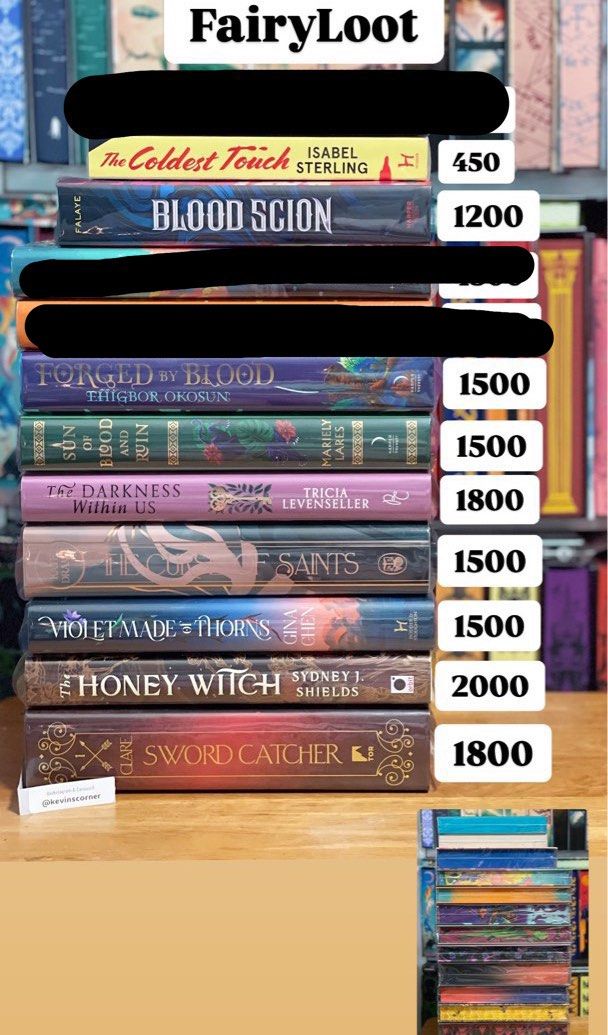 FairyLoot books for sale (Category: Storybooks) located in Makati City. Submitted by kevinscorner (Listing ID 1364255265, Image 1). Description: Selling some of my exclusive special edition books from FAIRYLOOT. You can check individual listings for more photos. ❌An Arrow to the Moon PB - Emily XR Pan The Coldest Touch PB - Isabel Sterling Blood Scion - Deborah Falaye ❌Howl’s Moving Castle - Diana Wynne Jones ❌They Both Die At the End - Adam Silv