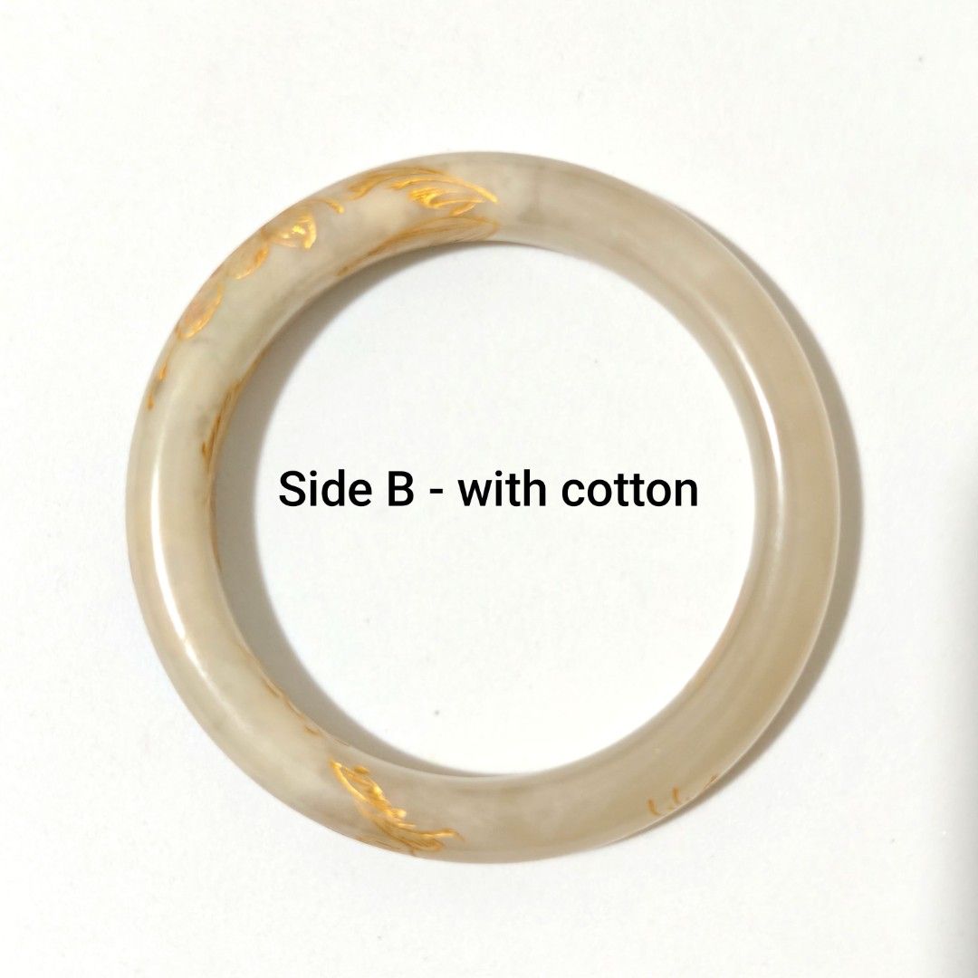 Flower Hetian Jade Bangle Nephrite with Cotton (Category: Bracelets) located in Makati City. Submitted by lily.lala (Listing ID 1460040887, Image 3). Description: Flower Hetian Jade Bangle Nephrite - with cotton - 59.2mm - unused personal collection Payment: gcash/bank Delivery: lalamove/grab/lbc Rfs: downsizing.