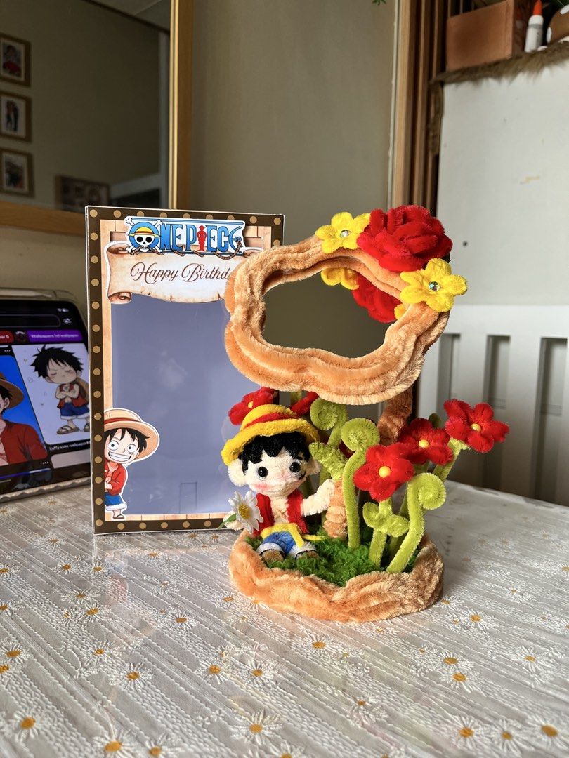 Flower mirror X One Piece anime inspired doll (Category: Handmade Craft) located in Mandaluyong City. Submitted by beebloomsbyfrancia (Listing ID 1460061386, Image 1). Description: For Birthday Gift only! With box and dedication letter sa box ₱379 each Pick up Mandaluyong ship via lalamove.