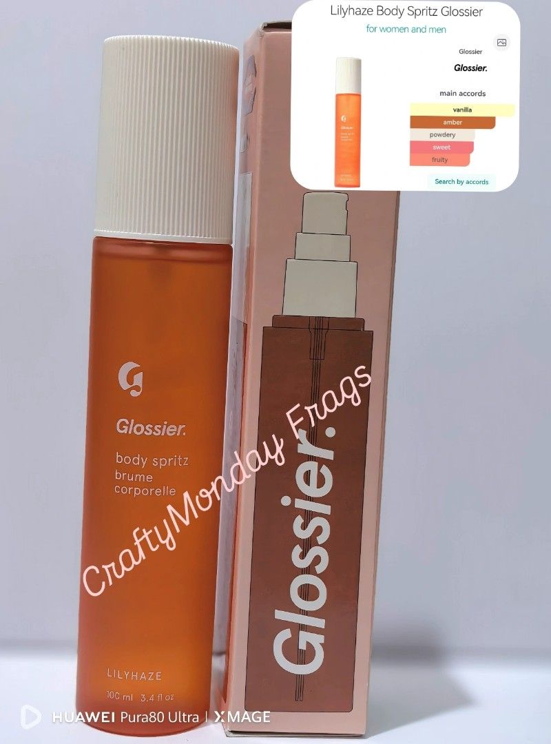 GLOSSIER LILYHAZE BODY SPRITZ 100ML (Category: Fragrance & Deodorants) located in Makati City. Submitted by craftymondayfrags (Listing ID 1459926297, Image 1). Description: .