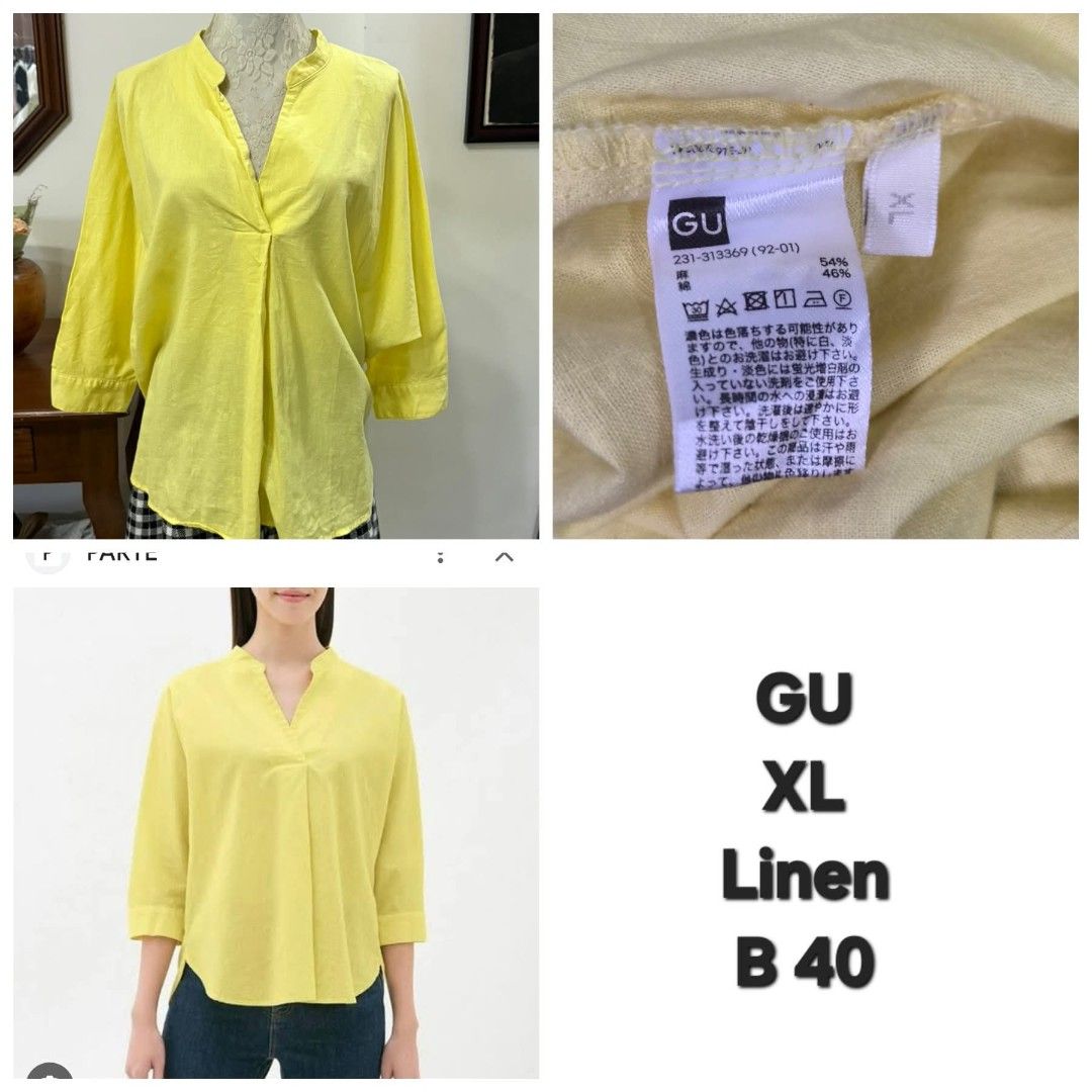 GU linen blend top (Category: Blouses) located in Mariveles. Submitted by itsme_designers_lane (Listing ID 1460104728, Image 1). Description: .