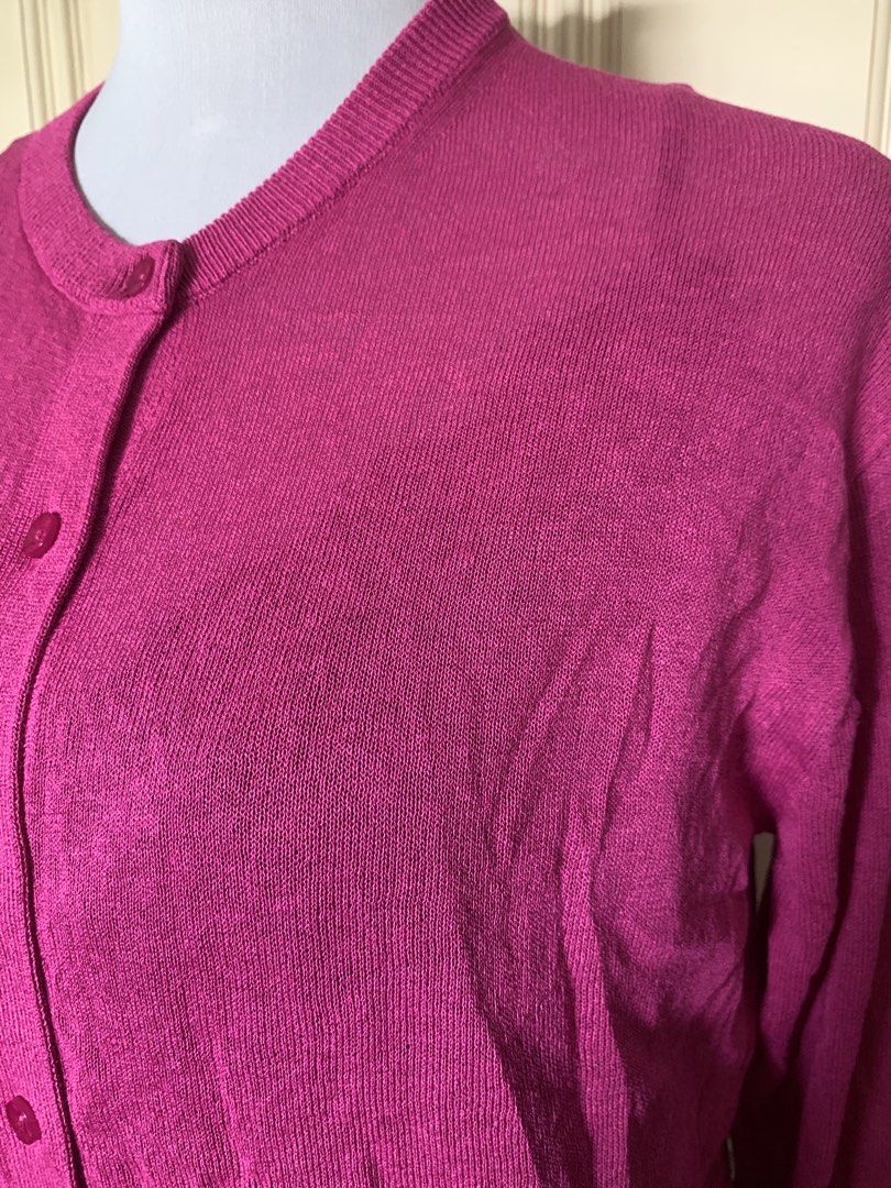 GU Magenta Cardigan (Category: Coats, Jackets and Outerwear) located in Quezon City. Submitted by clothingline4sale (Listing ID 1459911383, Image 3). Description: GU Magenta Cardigan Very good condition / like new Size : small on tag but fits to medium Bust: 44-46” ; Length: 22” ; Arms Circumference: 14-18” ; Shoulder : 22” Very nice in actual .