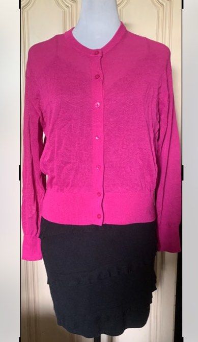 GU Magenta Cardigan (Category: Coats, Jackets and Outerwear) located in Quezon City. Submitted by clothingline4sale (Listing ID 1459911383, Image 1). Description: GU Magenta Cardigan Very good condition / like new Size : small on tag but fits to medium Bust: 44-46” ; Length: 22” ; Arms Circumference: 14-18” ; Shoulder : 22” Very nice in actual .