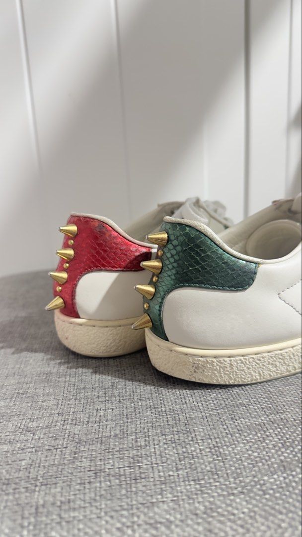 GUCCI (Category: Sneakers & Footwear) located in Valenzuela. Submitted by wytepicks (Listing ID 1460078371, Image 3). Description: Gucci Ace Low Pearl Studded White Sneakers With Spikes Sz 35 Good condition with heeldrags Used 2500 only negotiable.