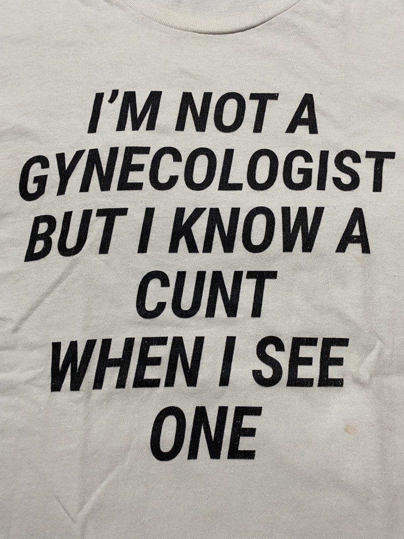 Gynecologist statement tee (Category: Tshirts & Polo Shirts ) located in Manila. Submitted by zrothrift (Listing ID 1460037677, Image 3). Description: Gynecologist statement tee Measurements: Width: 22 Inches Length: 30 Inches washable storage stains ₱350.