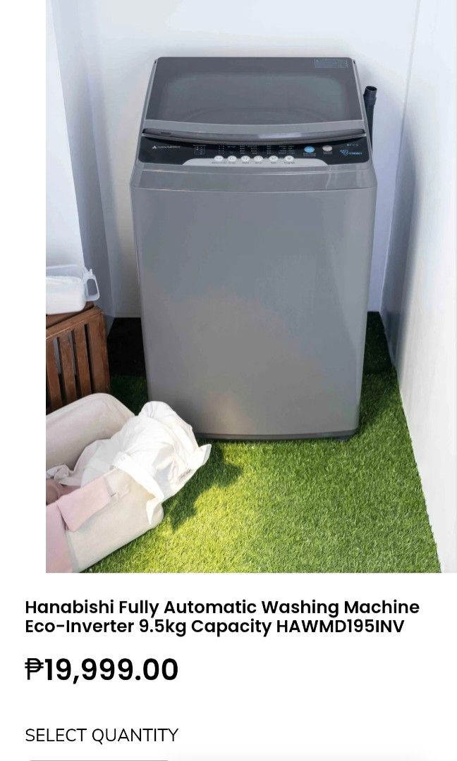 HANABISHI AUTOMATIC WASHING MACHINE (Category: Washing Machines and Dryers) located in Cavite. Submitted by free_siikey (Listing ID 1460073119, Image 3). Description: HANABISHI AUTOMATIC WASHING MACHINE Model: HAWMD-195INV 3months lang namin nagamit no issue no kalawang no box pwede nyo puntahan dito sa bahay itesting at icheck, kakalinis ko lang nito, may tira pa akonh washing machine cleaner 2 sachet isama kona. rfs: mag upgrade ng frontload na