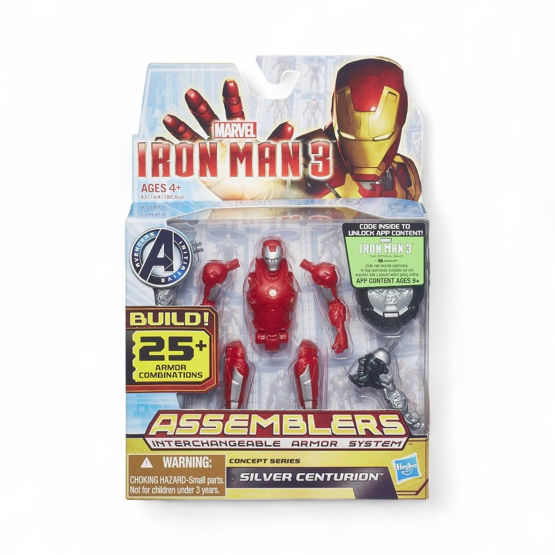 Hasbro Marvel Iron Man 3 Assemblers Interchangeable Armor System Silver Centurion Man 3.75-inch Action Figure (Category: Action & Battle Toys) located in Pasig City. Submitted by kumiko08 (Listing ID 1460099486, Image 1). Description: 📌 Out of the box 📌 No box / no packaging 📌 Displayed condition 📌 What you see is what you get 📌 Authentic product by Hasbro.