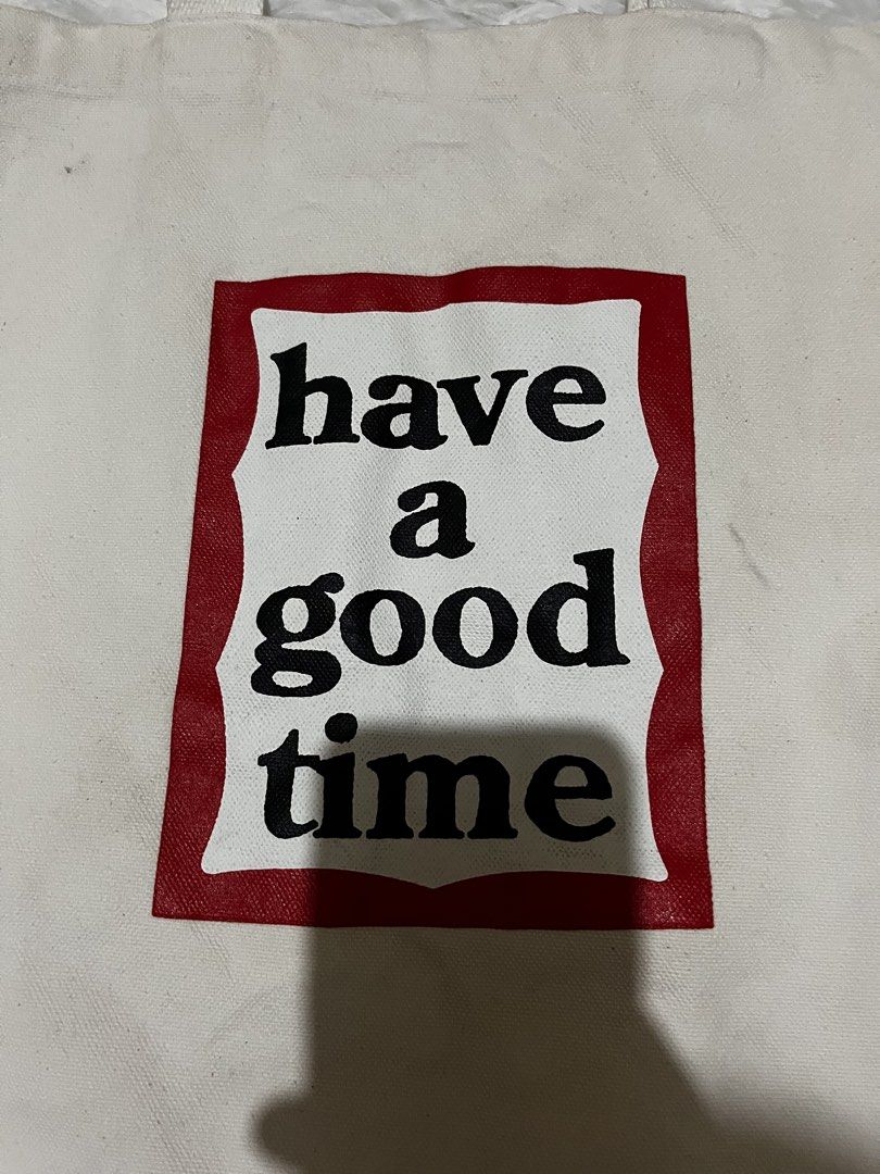 Have a good time tote (Category: Tote Bags) located in Paranaque City. Submitted by kuuuurt (Listing ID 1459928044, Image 2). Description: Good Condition Color rate 9/10 Issue details on picture 🏷️300 + SHIPPING FEE 📦SHIPPING NATIONWIDE via J&T 📍 Parañaque 1700.