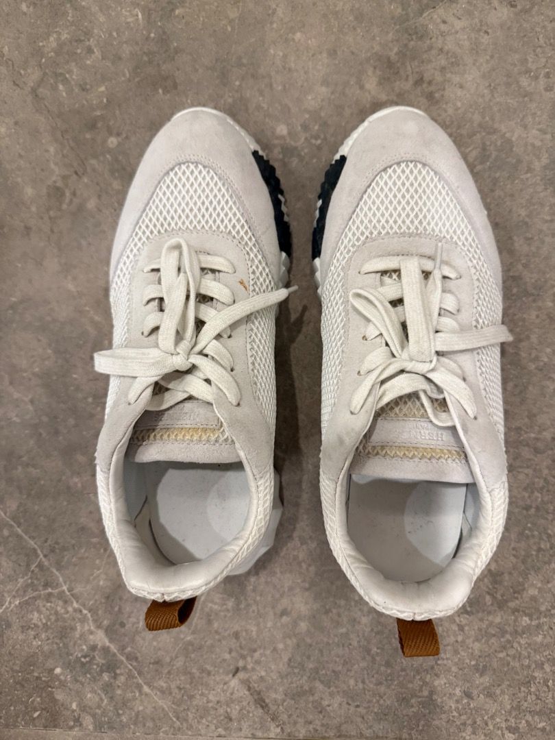 Hermes White Mesh Suede Sneakers Size 39 (Category: Sneakers) located in Quezon City. Submitted by ilabluxe (Listing ID 1459983394, Image 1). Description: - Hermes Sneakers - Color: White - Materials: Mesh and Suede - Style: Lace-up - Size: 39 - Includes Original Box - Ideal for Casual Wear 100% Authentic or Money Back.