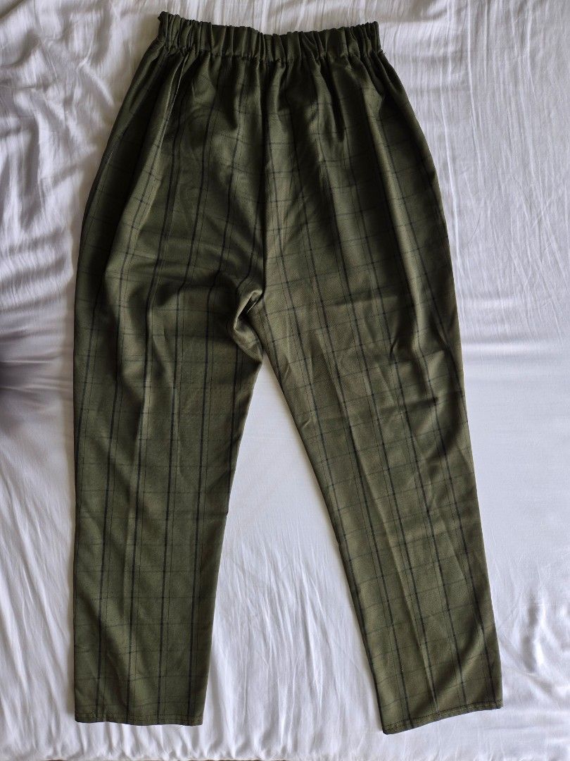 High Waisted Plaid Pants - Olive Green & Rust Orange 300each (Category: Other Bottoms) located in Manila. Submitted by glitter8 (Listing ID 1459969211, Image 2). Description: - Trendy plaid pattern - High-waisted design - Comfortable gathered elastic waistband at the back - Stylish two-button front detail - Flattering cropped length - Available in versatile olive green and rust orange - Perfect for casual or dressed-up looks - fits xs-s - with di