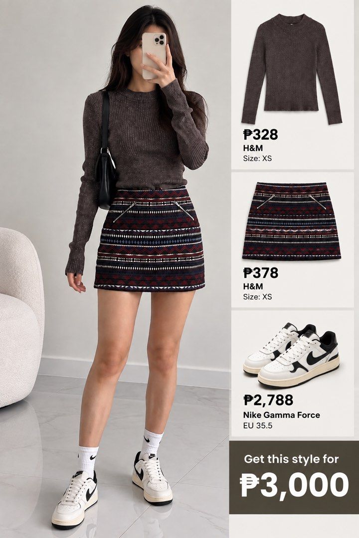 H&M Patterned Mini Skirt with Zippers (Category: Skirts) located in Quezon City. Submitted by poshforward (Listing ID 1459950092, Image 2). Description: - Cute H&M mini skirt - Features a cool geometric pattern all over - Zipper details on the pockets - Looks great paired with a sweater and sneakers - Perfect for a casual day out - Size XS.