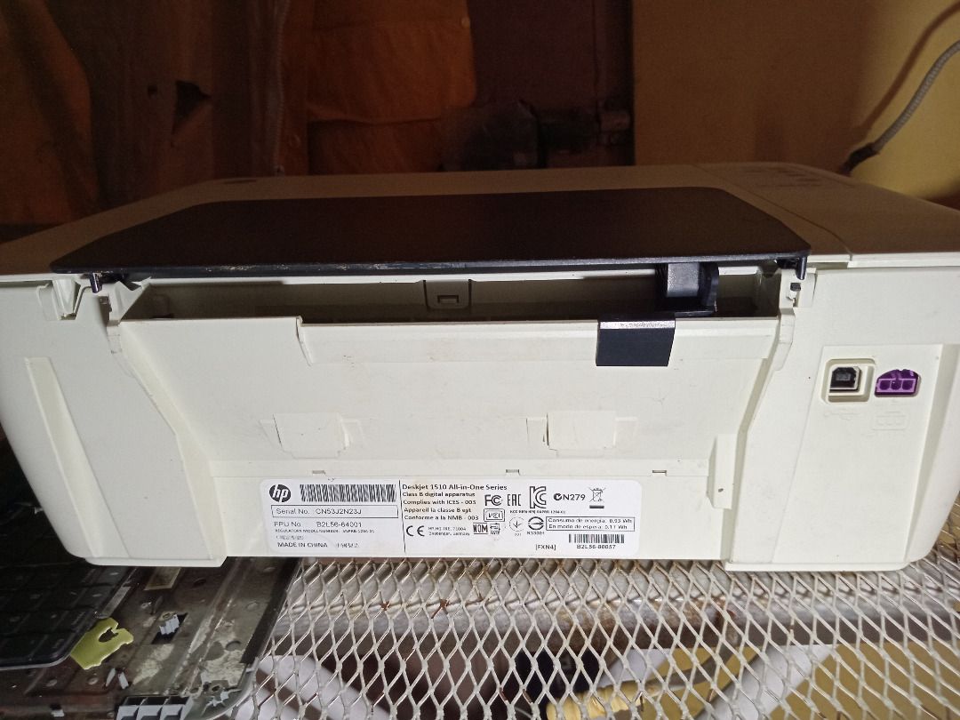 HP Deskjet 1510 All in One Series Printer / Scanner (Category: Printers, Scanners & Copiers) located in Las Pinas. Submitted by dhon162x02905 (Listing ID 1459987459, Image 3). Description: HP Deskjet 1510 all-in-one Printer and scanner for sale 1300p. Used for until ink is finished never used again item is working no issues with Adaptor without Oringal box and no ink cartridges..