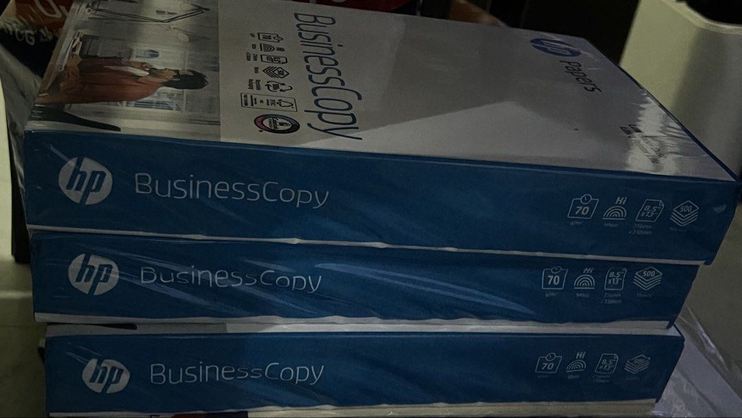 HP Papers BusinessCopy A4 70gsm Printer Paper (Category: Printers, Scanners & Copiers) located in Manila. Submitted by asdfghjkl.mountain (Listing ID 1460023086, Image 2). Description: - HP BusinessCopy A4 Printer Paper - 70gsm weight for crisp, clear prints - 500 sheets per pack - Designed for long printer life and minimal paper dust - Eco-friendly with recyclable packaging - Perfect for all your daily printing tasks - 8pcs onhand - 1300 for 8pc