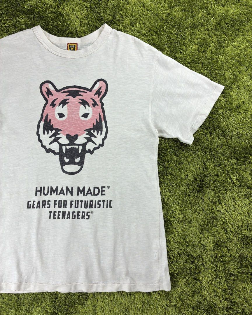 Human Made Tiger Tee (Category: Tshirts & Polo Shirts ) located in Lucena. Submitted by shopdotmane (Listing ID 1460026835, Image 2). Description: Human Made Tiger Tee Medium on tag 19 (width) x 28 (length) 8.5/10 condition (Needs wash, pen marks).