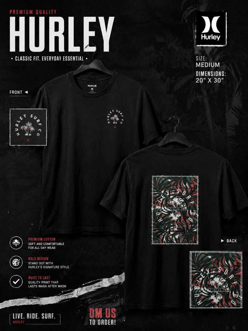 Hurley black shirt (Category: Activewear) located in Calamba. Submitted by melvinmanaig (Listing ID 1459996022, Image 1). Description: medium.
