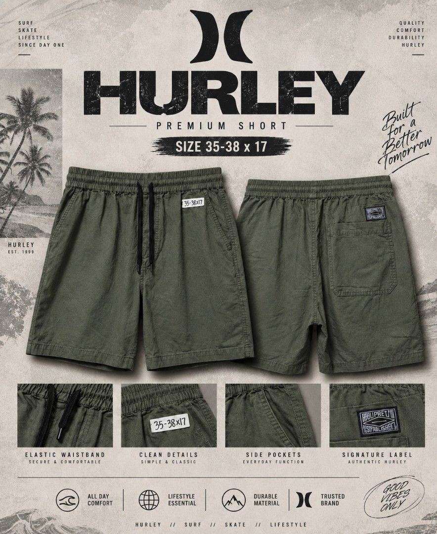 Hurley garterize short (Category: Shorts) located in Calamba. Submitted by melvinmanaig (Listing ID 1459997903, Image 1). Description: size 35-37.