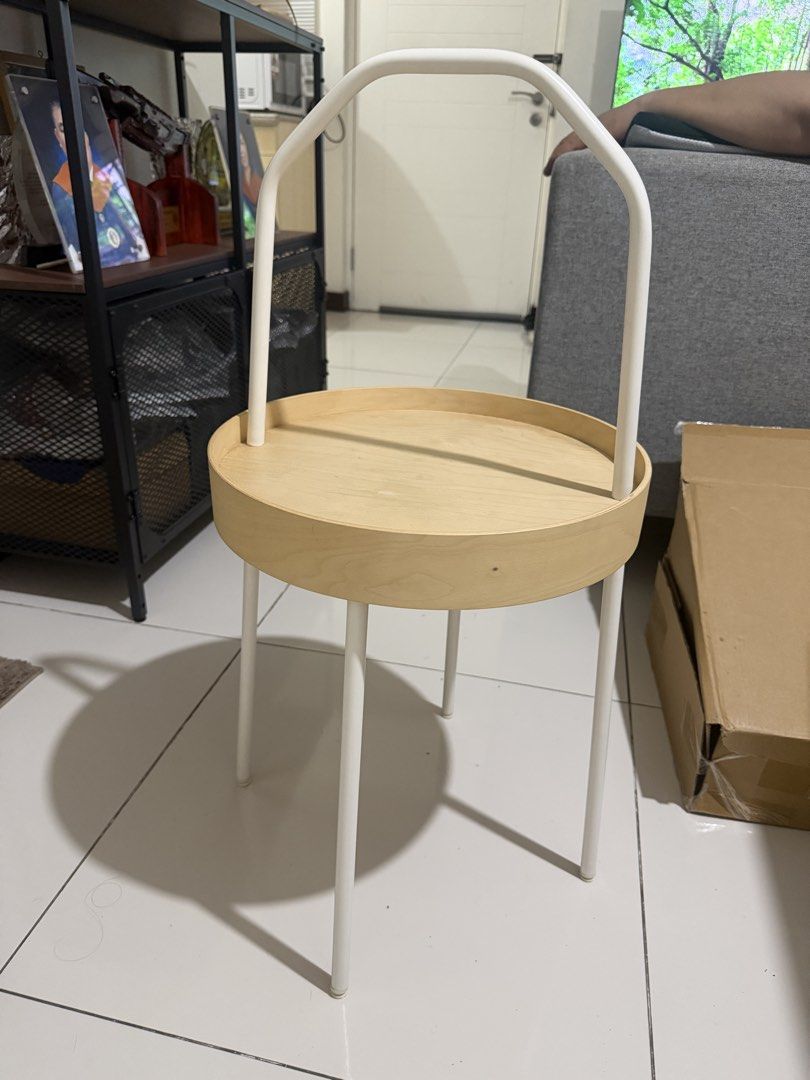 Ikea round side table, lightly used, 38 cm (Category: Tables & Sets) located in Pasig City. Submitted by aj_tangerine (Listing ID 1460053410, Image 2). Description: .