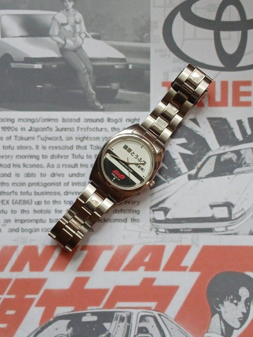 INITIAL D "FUJIWARA Tofu Shop", Quartz (Category: Luxury Watches) located in Tabaco. Submitted by igoys-watches (Listing ID 1459972746, Image 3). Description: INITIAL D "FUJIWARA Tofu Shop", Quartz (UNISEX) ✅️Good Running Condition ✅️Clean Dial ✅️All Original ✅️Crystal is in great condition ✅️Luminous Hands ✅️Double-lock Steel Strap ✅️Highly Collectible ✅️Produced by BANPRESTO in 2002 ✅️Rare and Discontinued ✅️Hard to find 😎 ✅️Perfect for INITIA