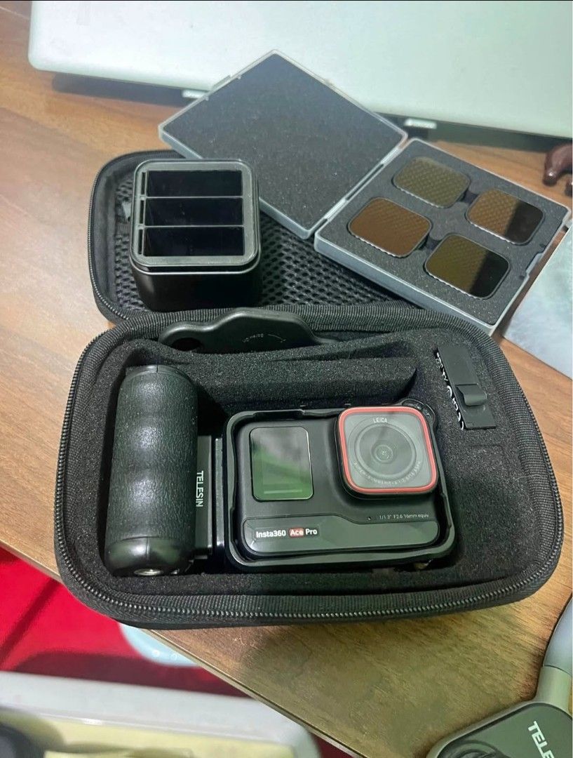 Insta360 Ace Pro Action Camera with Accessories (Category: Cameras) located in Pasig City. Submitted by princesssarah8 (Listing ID 1459927147, Image 2). Description: - Insta360 Ace Pro action camera - Original box included - Protective case - ND filter set - Mounting accessory - Great for capturing all your adventures! NOTE: HANDGRIP NO LONGER AVAILABLE..