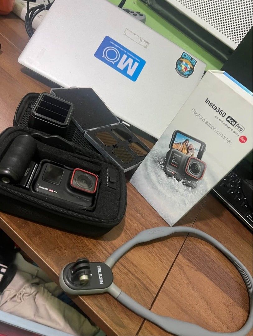 Insta360 Ace Pro Action Camera with Accessories (Category: Cameras) located in Pasig City. Submitted by princesssarah8 (Listing ID 1459927147, Image 1). Description: - Insta360 Ace Pro action camera - Original box included - Protective case - ND filter set - Mounting accessory - Great for capturing all your adventures! NOTE: HANDGRIP NO LONGER AVAILABLE..