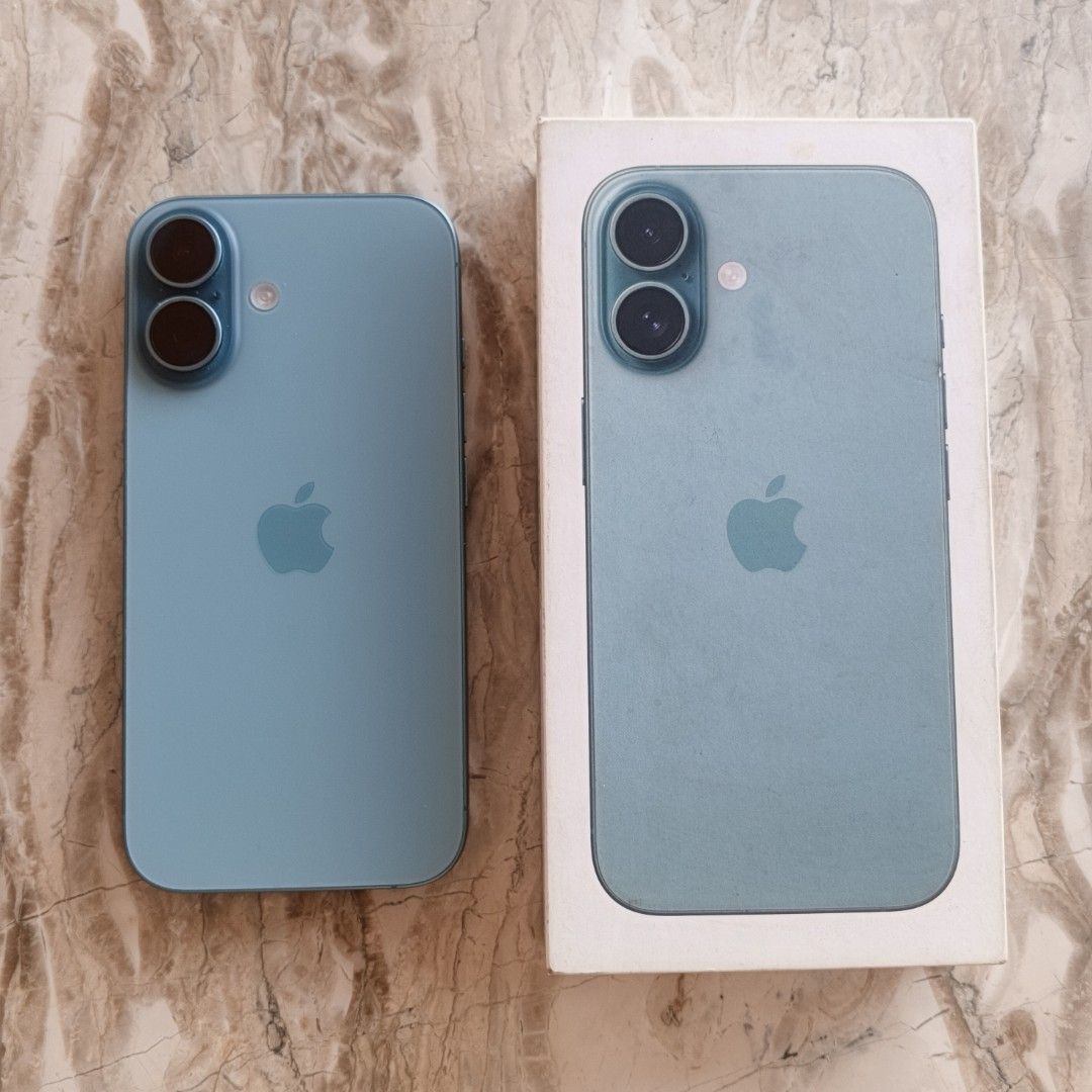 Iphone 16 (Category: iPhone 16 Series) located in Pasig City. Submitted by vt_czar08 (Listing ID 1459929292, Image 1). Description: Hi! Selling Iphone 16 unit (128 GB unit, teal, Esim, no issues, 90% battery) with free used cases & spare tempered glass.