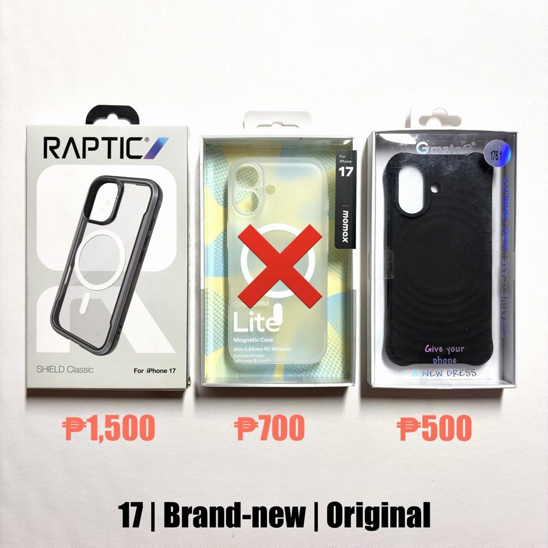 iPhone 17 Branded Cases (Category: Cases & Sleeves) located in Quezon City. Submitted by titolotsky (Listing ID 1460086108, Image 1). Description: iPhone 17 Branded Cases Also available: • Branded Tempered Glass • Branded chargers • iPad Cases • MacBook Cases 📍Tandang sora QC 📍Can ship nationwide with minimal sf. For inquiries: Kindly wait po. I’m currently at work and will be available to respond from 5:00 PM onwards. Thank you for understandi