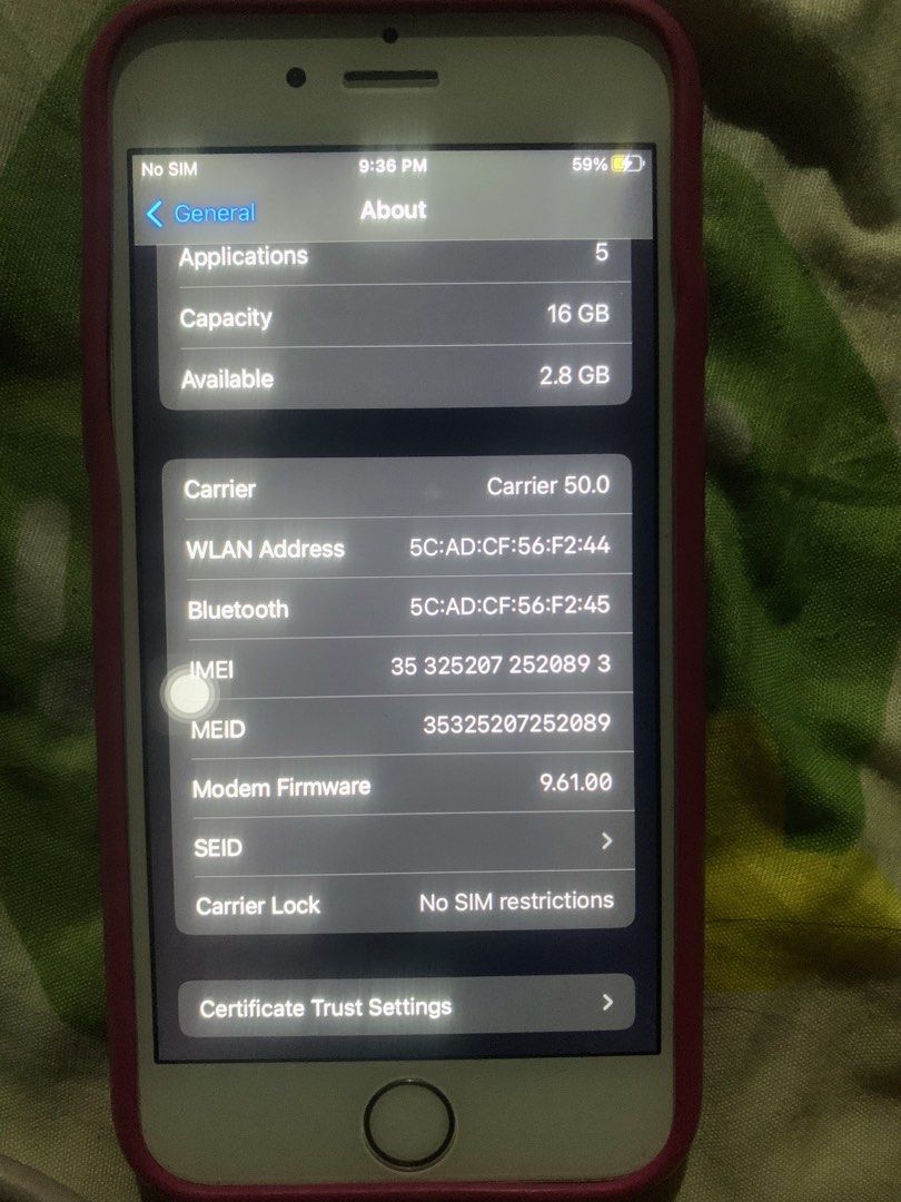 Iphone 6s (Category: Others) located in Pasig City. Submitted by monad13q (Listing ID 1460060397, Image 2). Description: Iphone 6s , walang scratch, walang basag . 16gb.super malinaw ang camera. Home button not working so i use assisstive touch. Not updated kasi mahina wifi ko. Pero kung gusto mo update ikaw. Naupdates yung mismong mga application kahit di sya na updates. Nung na reset ko kahapon biglang nahirapan na akong magpindot pindot parang