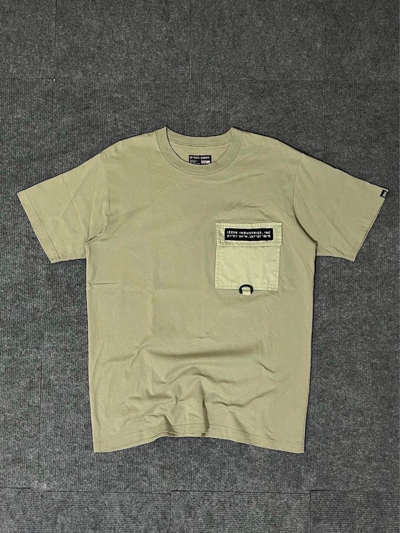 Izzue x Army pocket tee (Category: Tshirts & Polo Shirts ) located in Manila. Submitted by maasnathan97346 (Listing ID 1459953359, Image 1). Description: Izzue x Army Pocket tee Size Medium Wide 21 Length 27 Solid neto personal Excellent Condition Location Laguna Jnt Ship Plus Sf.