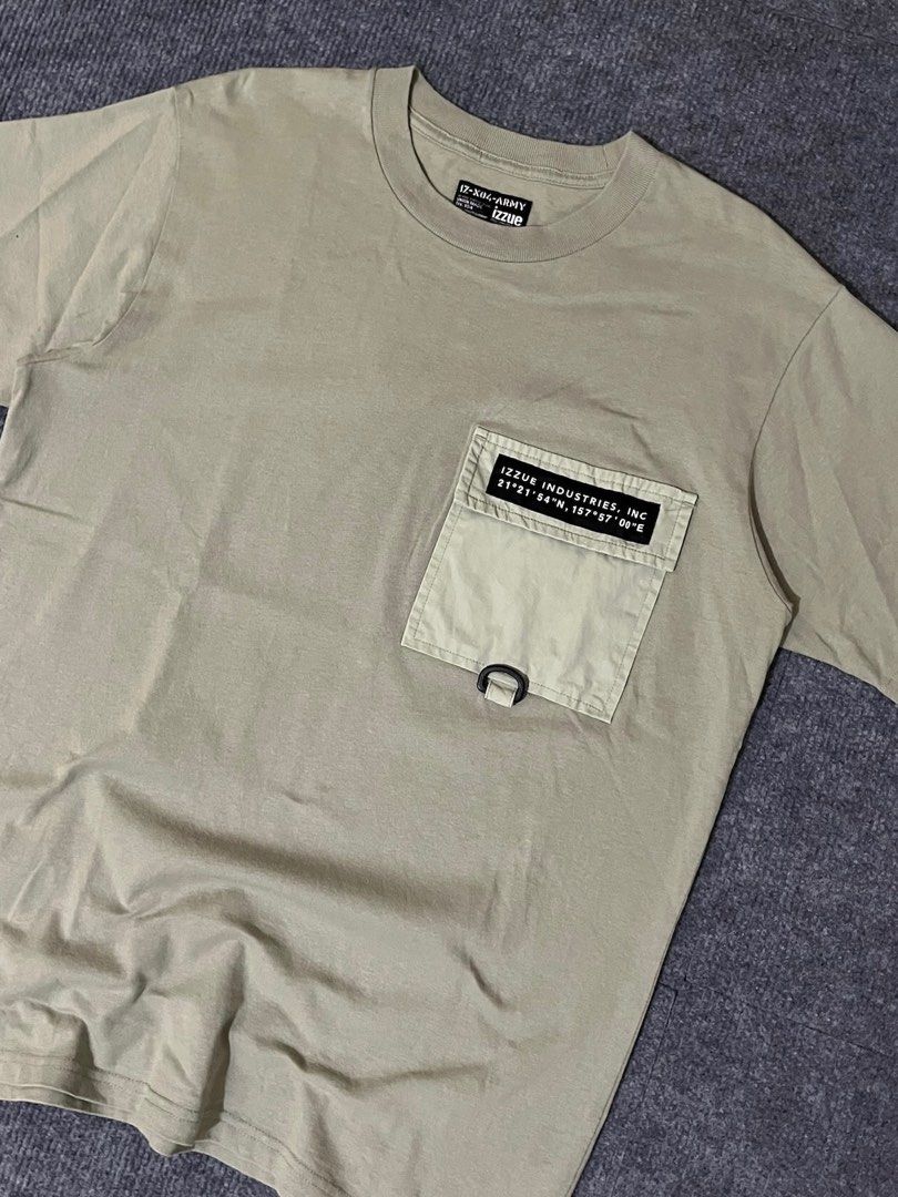 Izzue x Army pocket tee (Category: Tshirts & Polo Shirts ) located in Manila. Submitted by maasnathan97346 (Listing ID 1459953359, Image 2). Description: Izzue x Army Pocket tee Size Medium Wide 21 Length 27 Solid neto personal Excellent Condition Location Laguna Jnt Ship Plus Sf.
