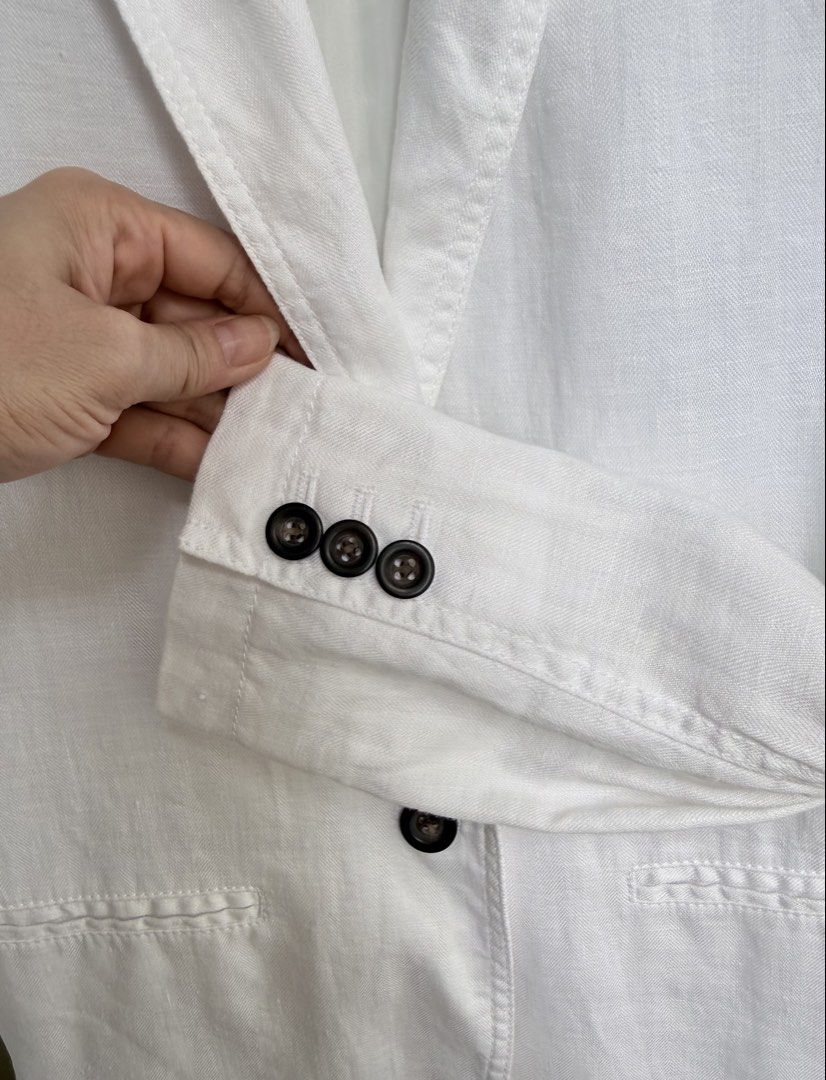 J. Crew White Linen Blazer (Category: Coats, Jackets and Outerwear) located in Pasig City. Submitted by lonelydove (Listing ID 1460034687, Image 3). Description: - Classic white linen blazer from J. Crew - Two-button closure - Two front pockets and one chest pocket - Fully lined interior - Versatile for dressing up or down - Ideal for warmer weather Actual measurements on item laying flat: Burst: 17.5 inch Shoulder: 14.5 inch Waist: 15.5 inch Len