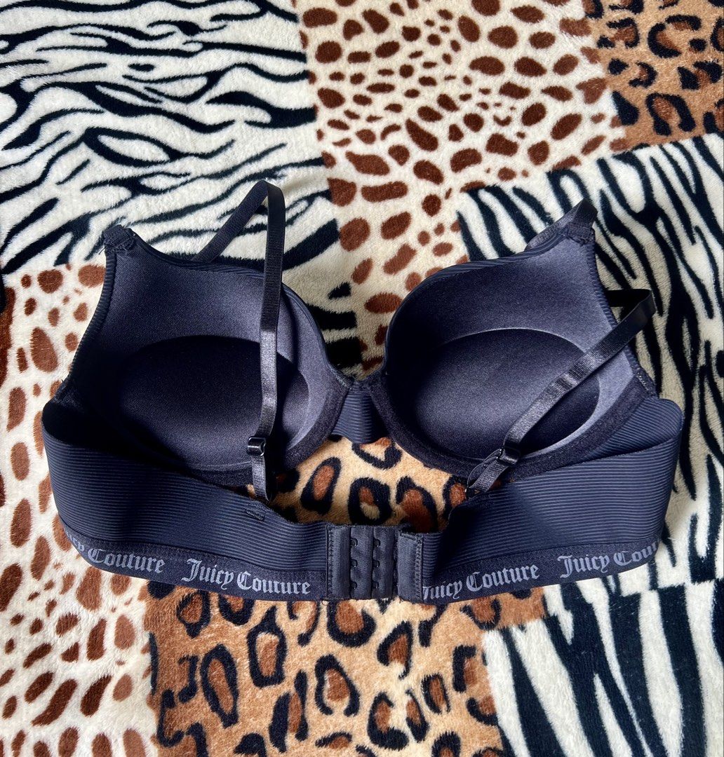 Juicy Couture Black Ribbed Bra 34B (Category: Undergarments & Loungewear) located in Quezon City. Submitted by marys_collection (Listing ID 1459982347, Image 2). Description: - Juicy Couture black ribbed bra - Features iconic brand logo on the band - Adjustable straps for a perfect fit - Secure hook-and-eye closure - Size: 34B - Part of the Intimates collection - Brand new - lost tag.