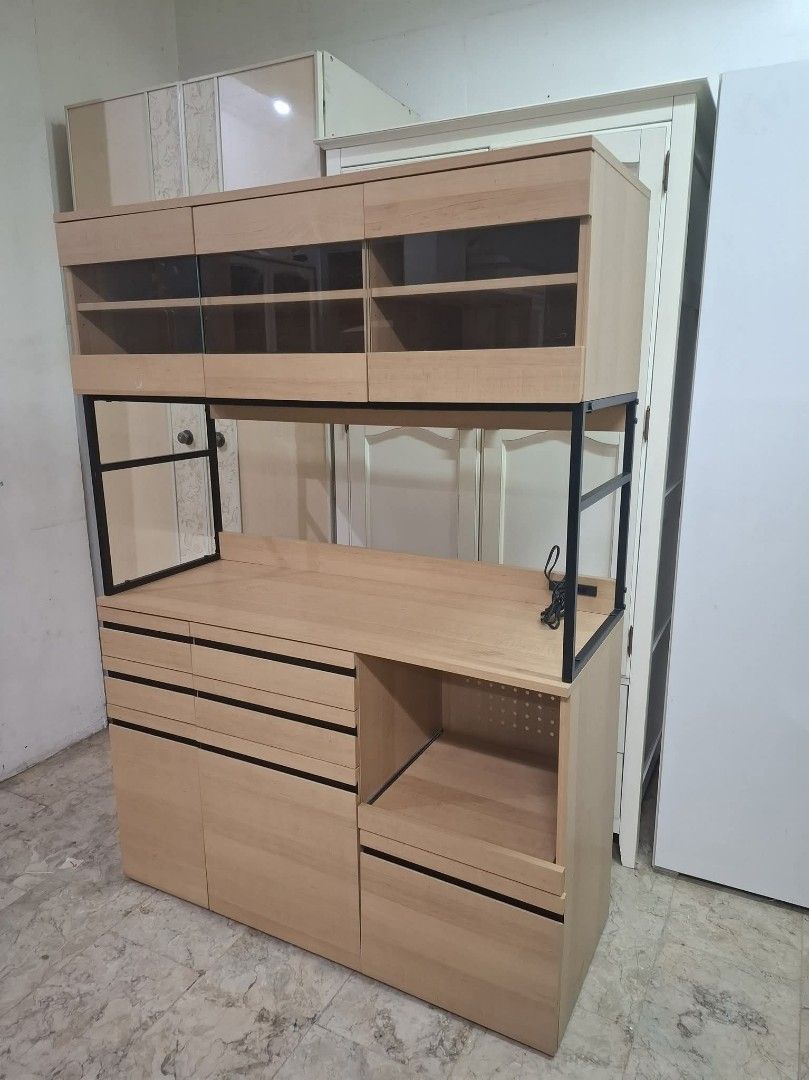 Kitchen Cupboard Hutch Cabinet (Category: Shelves, Cabinets & Racks) located in Quezon City. Submitted by dannikkishoppe2 (Listing ID 1460104221, Image 2). Description: Kitchen Cupboard Hutch Cabinet ‼️₱12000‼️ ✔️ With built-in outlet for microwave, rice cooker, or other appliances ✔️ With pull out shelf Please manage your expectations as there might be minimal flaws. Color may vary due to lighting, it may appear darker or lighter in person. Chec