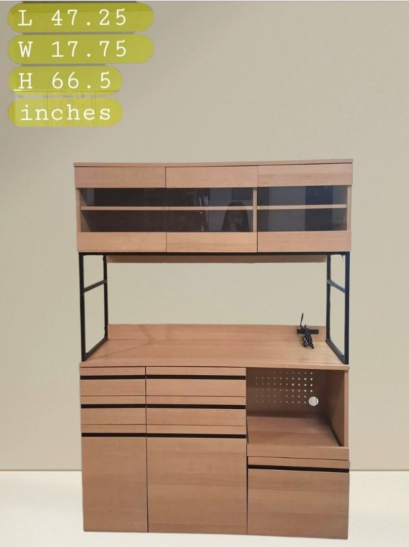 Kitchen Cupboard Hutch Cabinet (Category: Shelves, Cabinets & Racks) located in Quezon City. Submitted by dannikkishoppe2 (Listing ID 1460104221, Image 1). Description: Kitchen Cupboard Hutch Cabinet ‼️₱12000‼️ ✔️ With built-in outlet for microwave, rice cooker, or other appliances ✔️ With pull out shelf Please manage your expectations as there might be minimal flaws. Color may vary due to lighting, it may appear darker or lighter in person. Chec