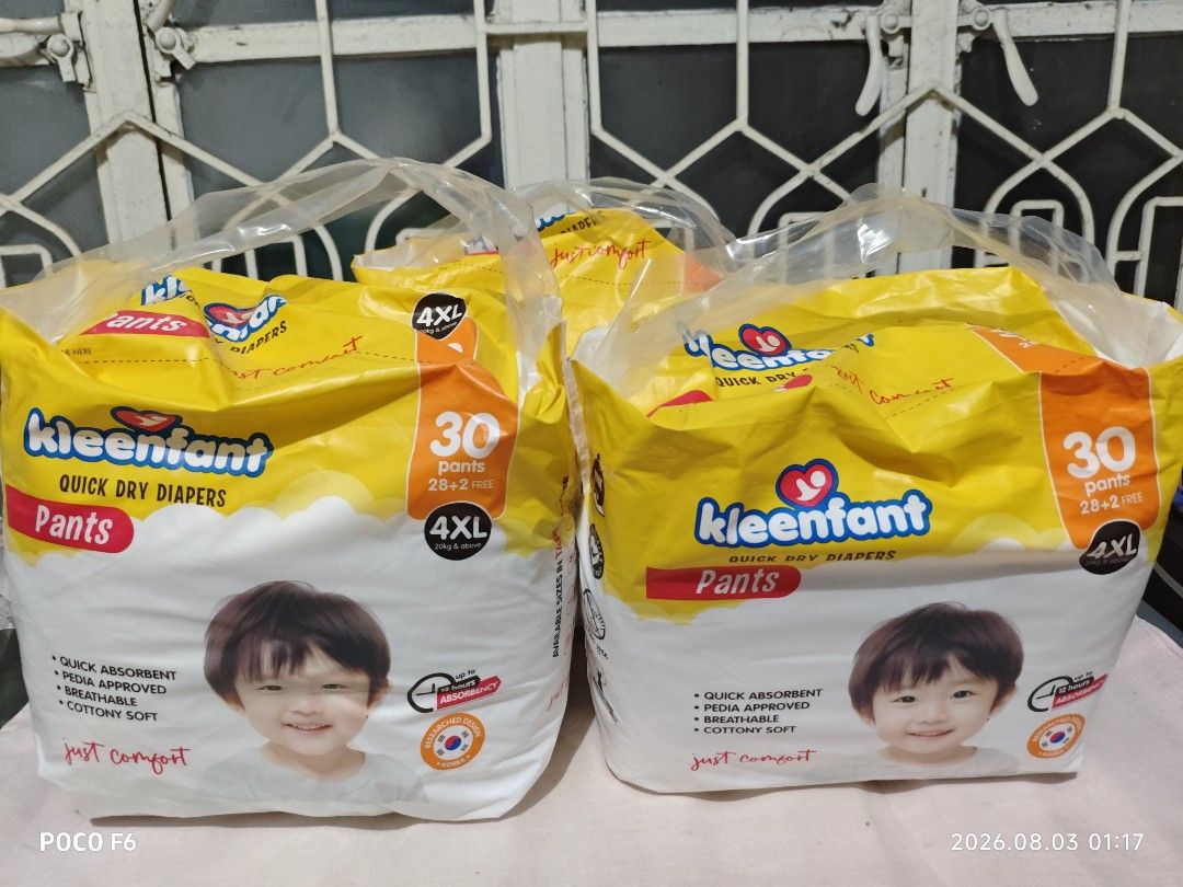 Kleenfant Baby Pull-up Pants Diaper 4XL (Category: Diapers & Baby Wipes) located in Taguig. Submitted by eisen_ron (Listing ID 1460011939, Image 1). Description: For SALE! Kleenfant Baby Pull-up Pants Diaper 4XL (1 Plastic = 30 Pads) Original price 458 Sale for only 350 each (3 Available) Authentic from the official store Unopened RFS: marunong na anak ko mg CR MOP: Gcash Location: Taguig City PM me for faster transactions. Thank you..