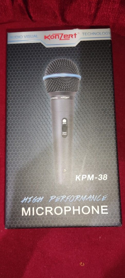 Konzert Microphone KPM-38 (Category: Microphones) located in Paranaque City. Submitted by cesca_samut_sari (Listing ID 1459983178, Image 2). Description: - Brand: Konzert - Model: KPM-38 - Type: High Performance Dynamic Microphone - Cable Length: 6 Meters - Features: Superior Sound Engineering, Improved Vocal Quality & Presence, Max Sound Efficiency, Uniform Freq. Response - Technology: State of the Art - Condition: High Quality Performance Used 