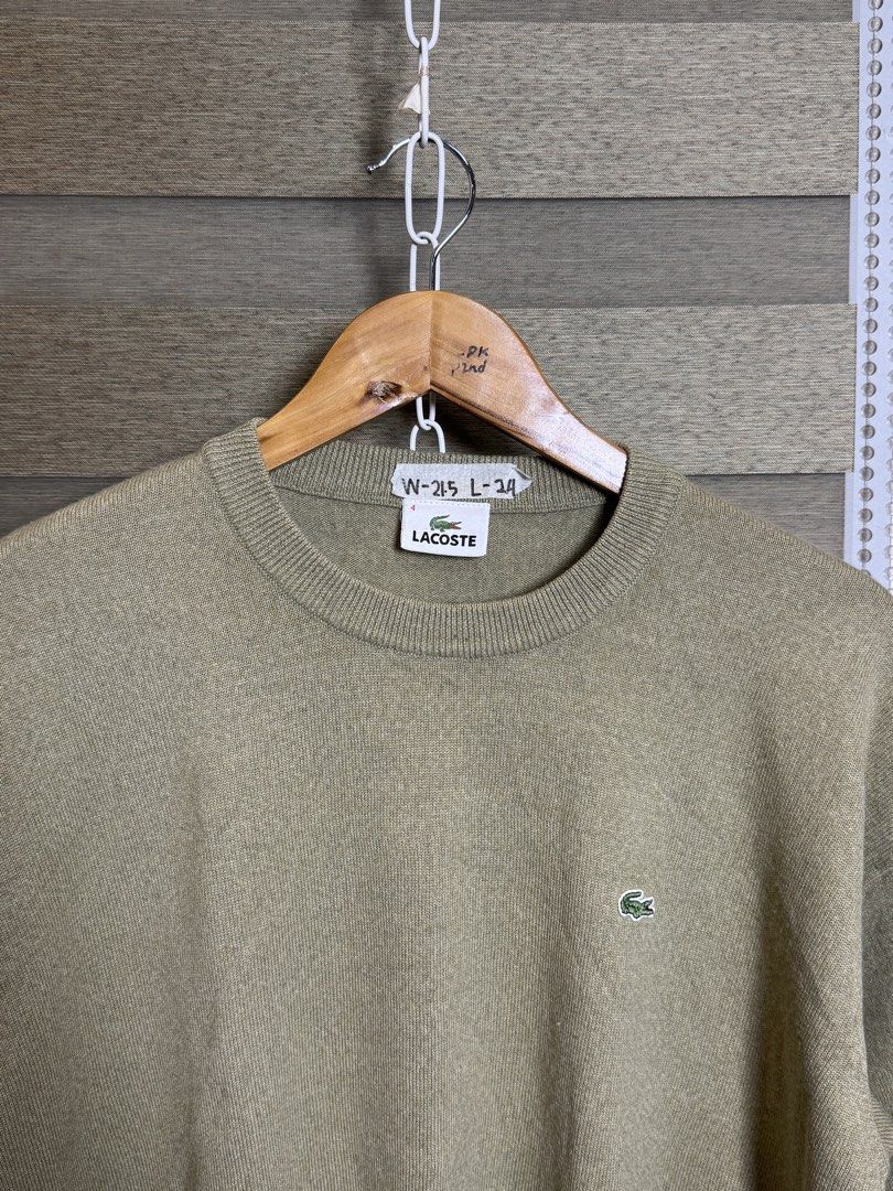 Lacoste Sweater Green Wool Blend Size L (Category: Coats, Jackets and Outerwear) located in Santa Ana. Submitted by thrift.sanctuary (Listing ID 1460082675, Image 2). Description: - Classic green Lacoste sweater - Made with a comfortable wool blend - Features the iconic crocodile logo - Size: Large (L) - Versatile for layering or standalone wear.