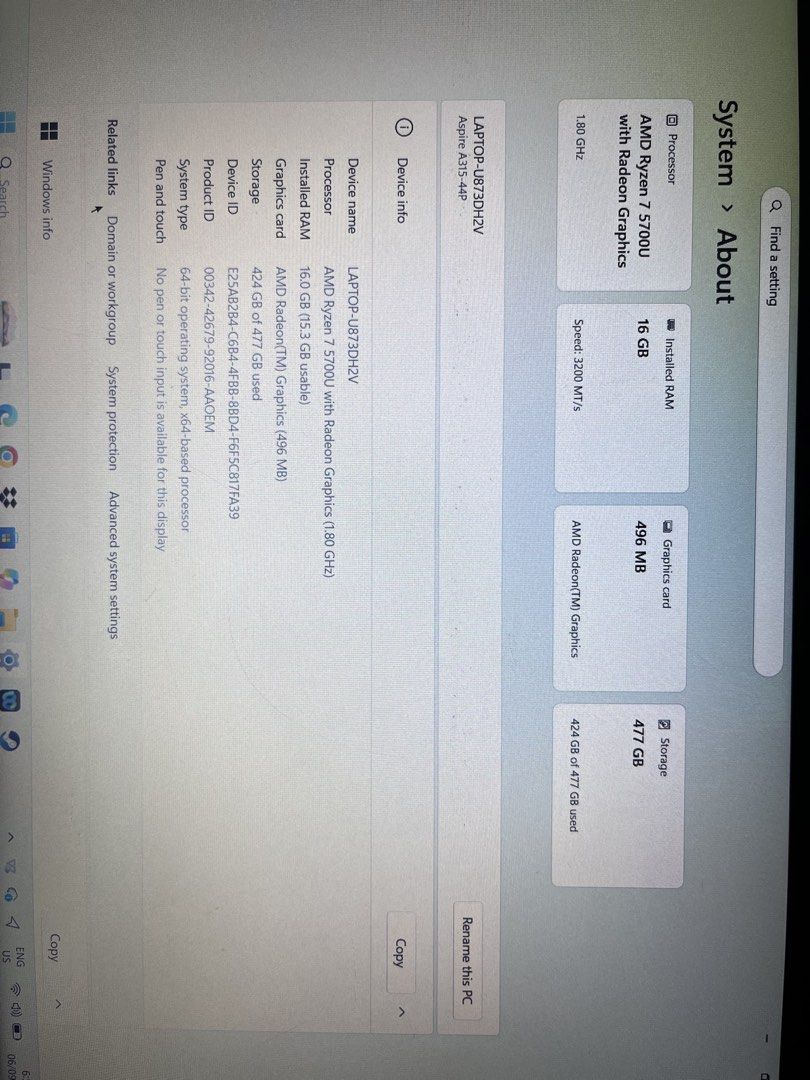 LAPTOP ACER ASPIRE 315 (Category: Laptop Bags & Sleeves) located in Caloocan City. Submitted by sunshinepa15104 (Listing ID 1460033227, Image 1). Description: FS: ACER ASPIRE 315 - RYZEN 7 (16GB RAM) - 477 STORAGE - WITH ORIGINAL CHARGER - BOUGHT FROM SM STORE - LADY OWNED - WITH MINIMAL SCRATCH BUT DIDN’T AFFECT THE PERFORMANCE - ALL WORKING - 25K CAN NEGO IF SURE BUYER RFS: NAKATAMBAK LANG HINDI NAGAGAMIT - CAN DO MEET UP AROUND SANTA MARIA BUL