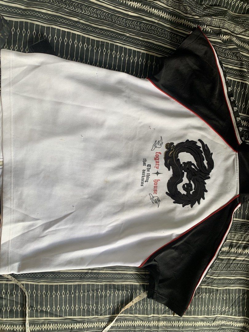 Legacy House Dragon Track Jacket White Black Red (Category: Coats, Jackets and Outerwear) located in Caloocan City. Submitted by niannnnnnnnnn (Listing ID 1460043661, Image 2). Description: - Legacy House Track Jacket - Color: White body, black sleeves, red trim - Design: Embroidered dragon on the back - Closure: Zipper front - Pockets: Two front pockets - Style: Ideal for casual wear.
