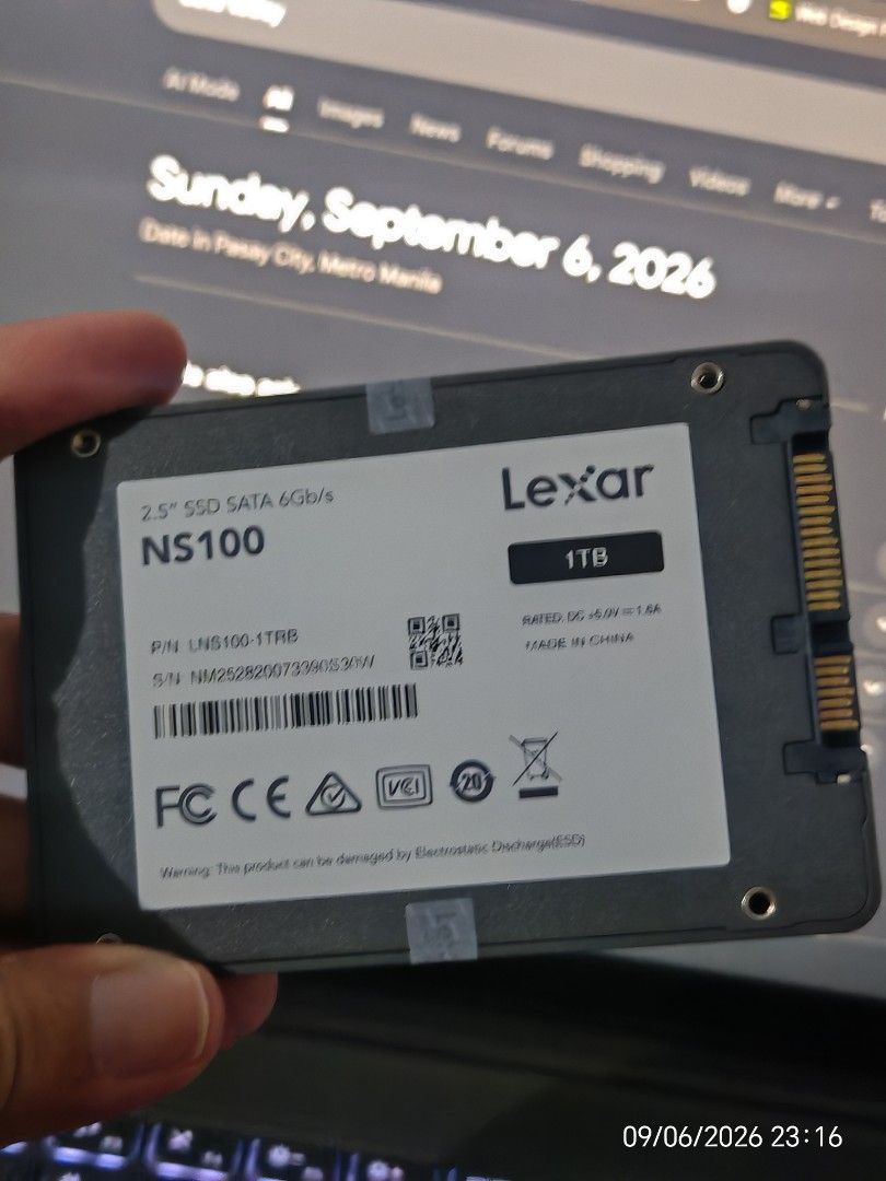 Lexar NS100 1TB - New (Category: Hard Disks & Thumbdrives) located in Manila. Submitted by d.ibarb1a (Listing ID 1460075026, Image 2). Description: Lexar NS100 Capacity: 1TB Check the Status of Crystaldisk info posted. Total write data is 3GB, save ISO file of Windows 11 as freebies. Location: Vito Cruz Taft,Manila .
