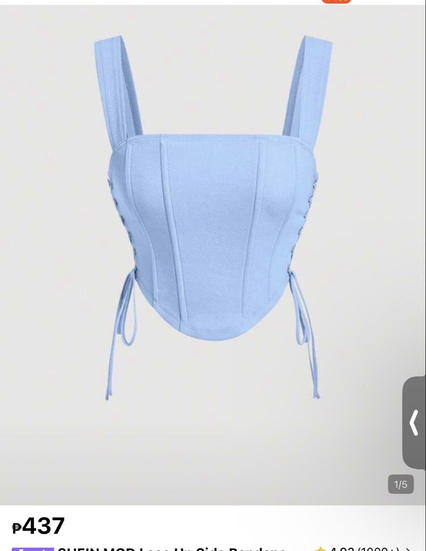 Light Blue Corset Top with Lace-Up Sides (Category: Others Tops) located in Quezon City. Submitted by jezjewels.ph (Listing ID 1459968371, Image 2). Description: - Cute light blue corset top - Adjustable lace-up sides for a custom fit - Adjustable straps - Perfect for layering or wearing on its own - Pairs well with jeans or a skirt.