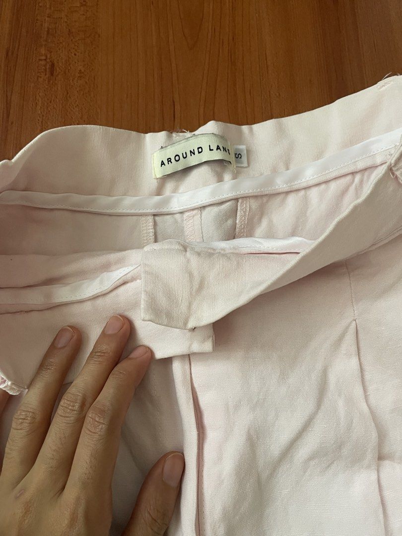 Light Pink Linen Pants - Small (Category: Other Bottoms) located in Quezon City. Submitted by greenteaslush (Listing ID 1459960093, Image 2). Description: • cute light pink linen zip pants • soft and airy material waist: 13” rise: 13.5” length: 34” feel free to ask for more pictures! .