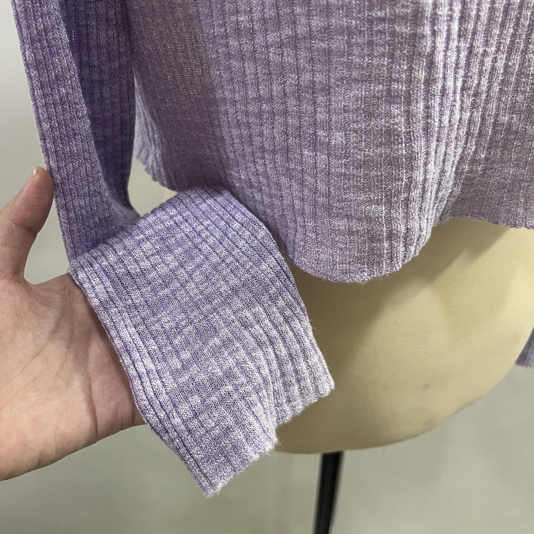 lilac cropped cardigan (Category: Coats, Jackets and Outerwear) located in Malabon City. Submitted by minidressmonster (Listing ID 1459995156, Image 3). Description: lavender cropped light knit cardi super cute and comfy very flattering best fit small to med preloved but no major flaws one of my personal favs .