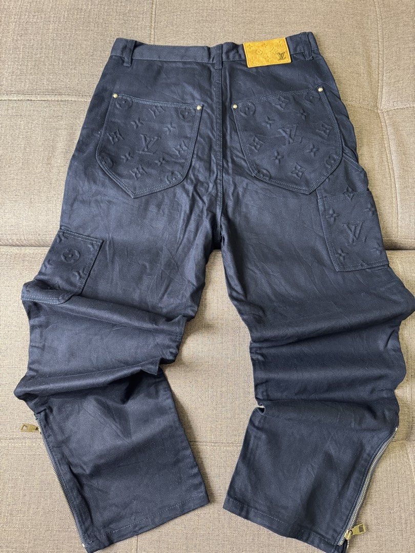 Louis Vuitton Monogram Embossed Black Jeans Size 30 (Category: Jeans) located in Lipa City. Submitted by stealwearables (Listing ID 1459942182, Image 2). Description: - Authentic Louis Vuitton Jeans - Color: Black - All-over monogram embossed pattern - Zip fly with button closure - Two back pockets - Two front pockets - Zippers at the ankle - Made in Italy - Size: 30.