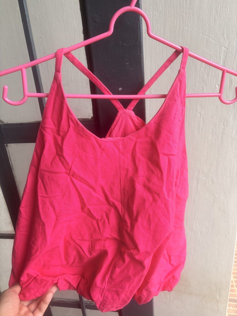 Love Bonito Pink Spaghetti Strap Top Size US 8 (Category: Sleeveless) located in Cainta. Submitted by declutteringprelovedbyzelle (Listing ID 1459927793, Image 2). Description: - Brand: Love Bonito - Color: Pink - Style: Spaghetti strap top - Back Detail: Criss-cross straps - Size: L (US 8, UK 12) I stitched the side to fit me. Im S-M.