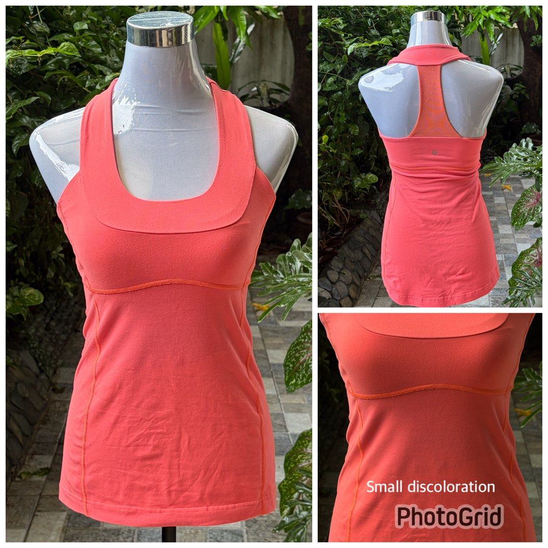 Lululemon Coral Racerback Tank Top (Category: Activewear) located in Taytay. Submitted by courtsidecloset (Listing ID 1459900666, Image 1). Description: - Coral Lululemon tank top - Racerback style - Mesh insert at the back - Small discoloration on the front (refer to last photo) - Ideal for workouts or casual wear #pickleball #tennis #yoga #wilson #yonex #alo #lululemon #activewear #sports #japorms #golf #nike #adidas.