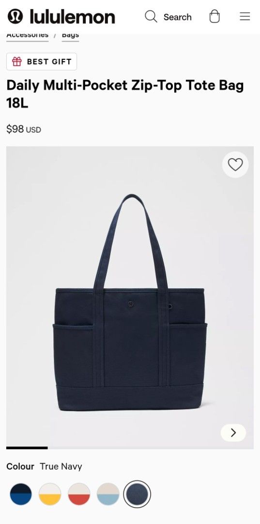 Lululemon Daily Multi-Pocket Tote Bag 18L (Category: Tote Bags) located in Las Pinas. Submitted by katdideles (Listing ID 1459913544, Image 1). Description: -used only for a week as an office bag -rfs: canvas bag is a little heavy for me -includes a large lululemon shopping tote -item is in pristine condition. zero issues. -shipping from las pinas / makati.