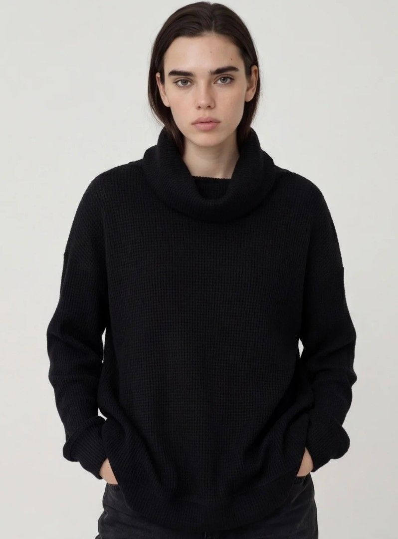 Oversized black knit sweater , draped cowl neck collar (Category: Coats, Jackets and Outerwear) located in Quezon City. Submitted by lifestyleglobetrotter (Listing ID 1460014843, Image 3). Description: .