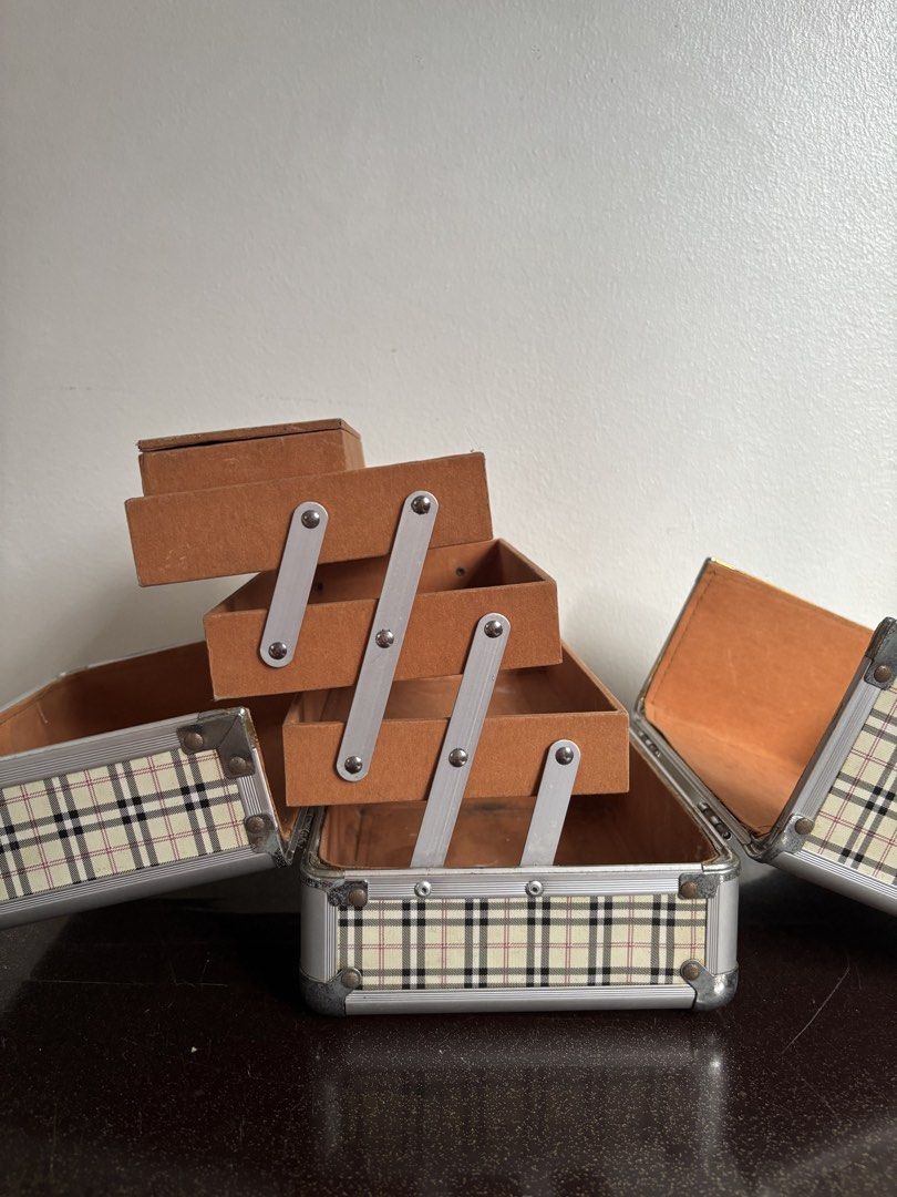 Make up and Jewelry Organizer Box (Category: Accessory Holder, Box & Organizers) located in Mandaluyong City. Submitted by caught.on.closet (Listing ID 1459982710, Image 1). Description: - used for nail art items - all hinges and locks working. (Not sure how to change combination) - inside is faux suede material - metal parts are tarnished - needs cleaning.